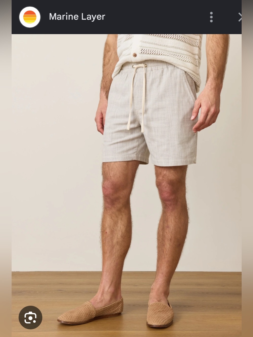 Marine Layer 6” Saturday Beach Shorts Neutral/Blue Stripe